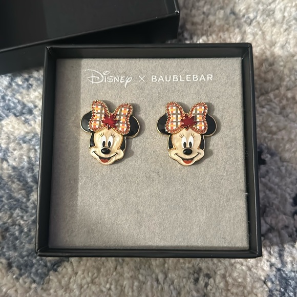 Disney x BaubleBar Minnie Mouse Fall Bow Stud Earrings NWT - Picture 3 of 4